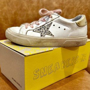 Golden Goose Young May with glitter leather star and gold-colored heel size 30